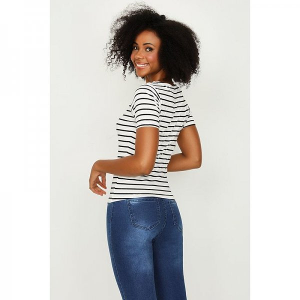 Mono Stripe Scoop Neck Tee